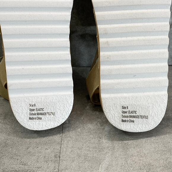 OLIVIA MILLER Women's Tan Nicola Round-Toe Stretchy Straps Slip-On Flat Sandals - Picture 8 of 10